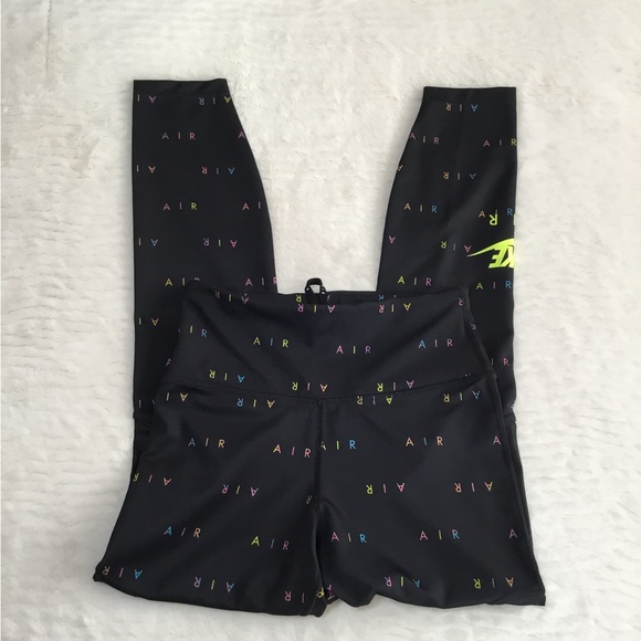 Nike Women's AIR Mid Rise Printed Running 7/8 Run Leggings-Black size XS - Picture 4 of 12